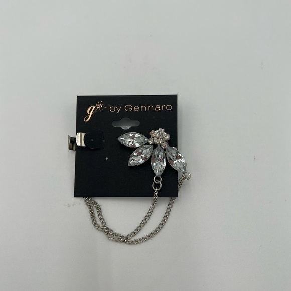 Gennaro Ear Cuff Stud-Earrings Silver-Tone NWT - Picture 2 of 4